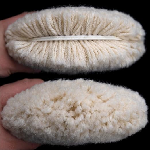 2PCS 7" Wool Double Sided Buffing Pad, 100% Natural Wool Pad with M16 Thread for 2-Sided Compound Cutting and Polishing (2PCS 7" Double Wool Buffing Pad)