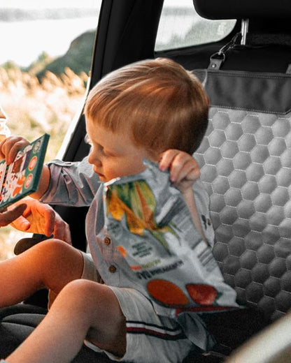 Owleys Set Seat Back Organizer & Car Seat Protector Hexy Waterproof & Non-Slip Protector for Child Car Cushion for Leather and Fabric Seats (Gray 2 pcs)
