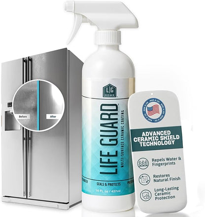 LifeGuard Home Ceramic Spray – Hydrophobic Ceramic Coating for Homes - Repels Dirt, Water, Fingerprints & Grime – Scratch & Stain Resistant – Lasts 6 Months – Made in USA