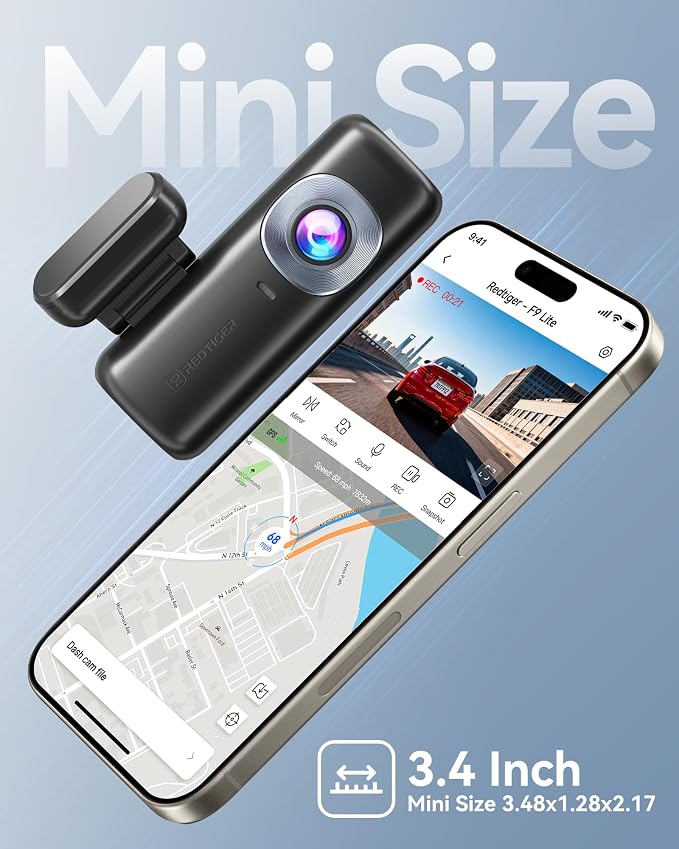 REDTIGER F9 Lite 4K Dash Cam Front, ADAS, Built-in WiFi APP Control Dash Camera for Cars, 2160P UHD Mini Car Dash Cam with GPS, Night Vision, G-Sensor, 24H Parking Monitor (SD Card Not Included)