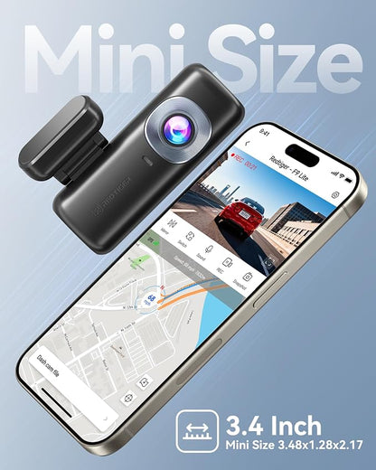 REDTIGER F9 Lite 4K Dash Cam Front, ADAS, Built-in WiFi APP Control Dash Camera for Cars, 2160P UHD Mini Car Dash Cam with GPS, Night Vision, G-Sensor, 24H Parking Monitor (SD Card Not Included)
