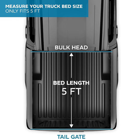 US Flag Truck Tonneau Cover for Nissan Frontier 2005-2026 5 ft Bed Length (Extra Short Bed), Soft Roll-Up All-Weather Retractable Truck Bed Cover with Black/Gray Flag