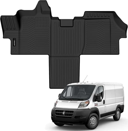 Auxko All Weather Floor Mats for 2018-2025 2026 Ram ProMaster 1500/2500/3500 TPE Rubber Liners Accessory for 2018-2025 2026 Ram ProMaster 1500/2500/3500 Odorless Anti-Slip Mats Black