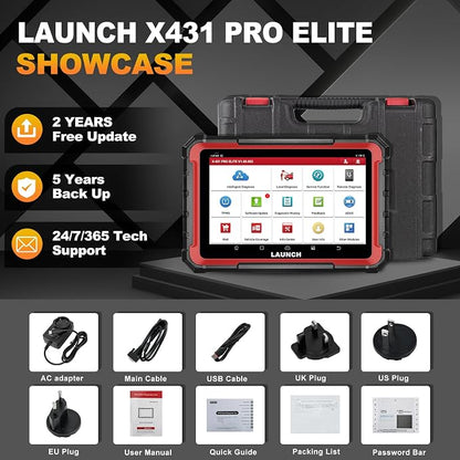 LAUNCH X431 PRO Elite 2026 New Bidirectional Scan Tool, 38+ Reset, ECU Coding, All-in-One Full System Diagnostic Scanner, CANFD&DoIP, FCA AutoAuth, VAG Guide,Same as Pro3s+ 5.0,2 Years Free Update