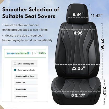 Coverado Front Seat Covers, 2 Pack Leather Seat Cover for Cars, Waterproof Seat Covers, Front Seat Car Seat Protectors, Driver Car Seat Cushions Universal Fit for Most Vehicles, Black