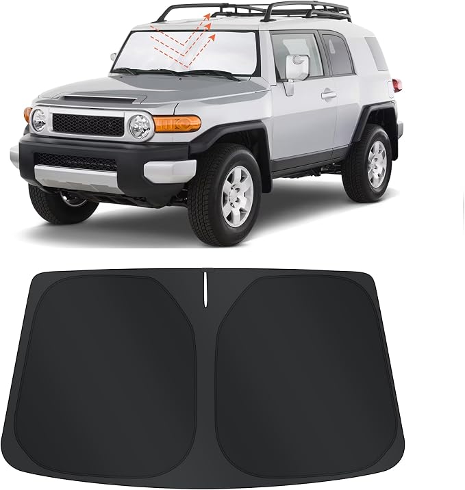 TINGLU Sun Shade for Toyota FJ Cruiser Sport Utility 2007-2014 Accessories Windshield Sun Shade Window Shade UV Rays Protection Sun Visor Cover with Steering Wheel Sunshade Storage Bag