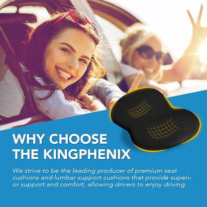 kingphenix Wedge Car Seat Cushion: Memory Foam Truck Seat Cushion for Car Seat Driver - Sciatica and Back Pain Relief - Enhancing Driving Comfort - Black X-Large
