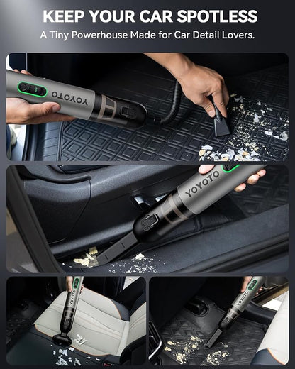 Car Vacuum, Handheld Vacuum Cordless with 21000Pa Powerful Suction & 3 Modes, 4-in-1 Portable Hand Held Mini Vacuum Cleaner Rechargeable, Ultra Light for Car Home Office (Silver)