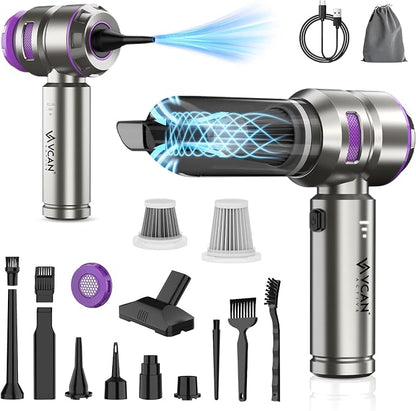 Car Vacuum Portable Cordless 18000PA High Power Mini Vacuum Cleaner Hand Vacuum Cordless Rechargeable, with with Brushless Motor for Car Detailing Keyboard Cleaner Home Cleaning(Purple)