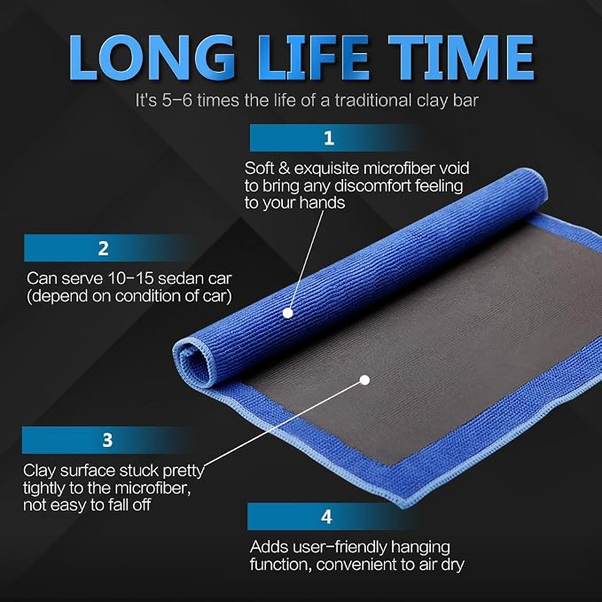 Clay Bar Towel, AutoCare Fine Grade Microfiber Clay Towel Automotive Detailing Towel for Car Detailing, Creative Gift-Blue, 1 Pack