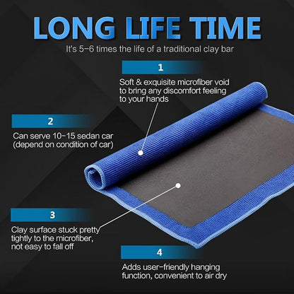 Clay Bar Towel, AutoCare Fine Grade Microfiber Clay Towel Automotive Detailing Towel for Car Detailing, Creative Gift-Blue, 1 Pack