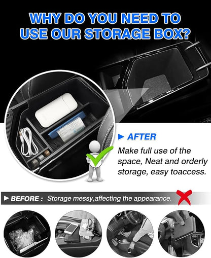 Autorder 2PCS Center Console Organizer for Kia EV6 2022 2023 2024 2025 2026 Accessories Armrest Storage Box Secondary Insert Tray Center Console Bottom Organizer