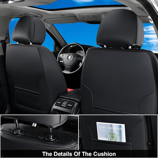 Coverado Seat Covers, Car Seat Covers Front Seats, Car Seat Cover, Car Seat Protector Waterproof, Car Seat Cushion Nappa Leather, BlackRed Seat Covers Carseat Cover Universal Fit for Most Cars