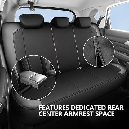 HChengkikz Car Seat Covers Full Set, Waterproof Neoprene Car seat Covers, Airbag Compatibable, Universal Automotive Comfort for Most Cars, Trucks, SUVs (Black + Darkgray)