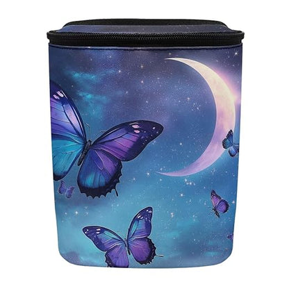 Talayituse Butterfly Moon Cloud Galaxy Print Car Trash Can with Lid, Leak Proof Auto Trash Bag Hanging Vehicle Garbage Can Multipurpose Storage Container for Back Seat Road Trip