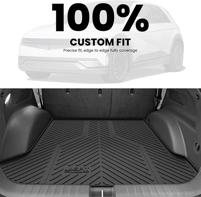 LASFIT Floor Mats & Cargo Mat Fits for Hyundai Ioniq 5(Unmovable Console) 2024 2023 2022, All Weather TPE Custom Fit Full Set Accessories for Ioniq 5 2022-2024 Floor Liners & Trunk Liner, Black
