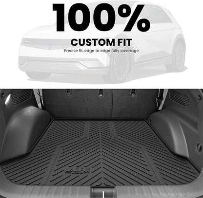 LASFIT Floor Mats & Cargo Mat Fits for Hyundai Ioniq 5(Unmovable Console) 2024 2023 2022, All Weather TPE Custom Fit Full Set Accessories for Ioniq 5 2022-2024 Floor Liners & Trunk Liner, Black