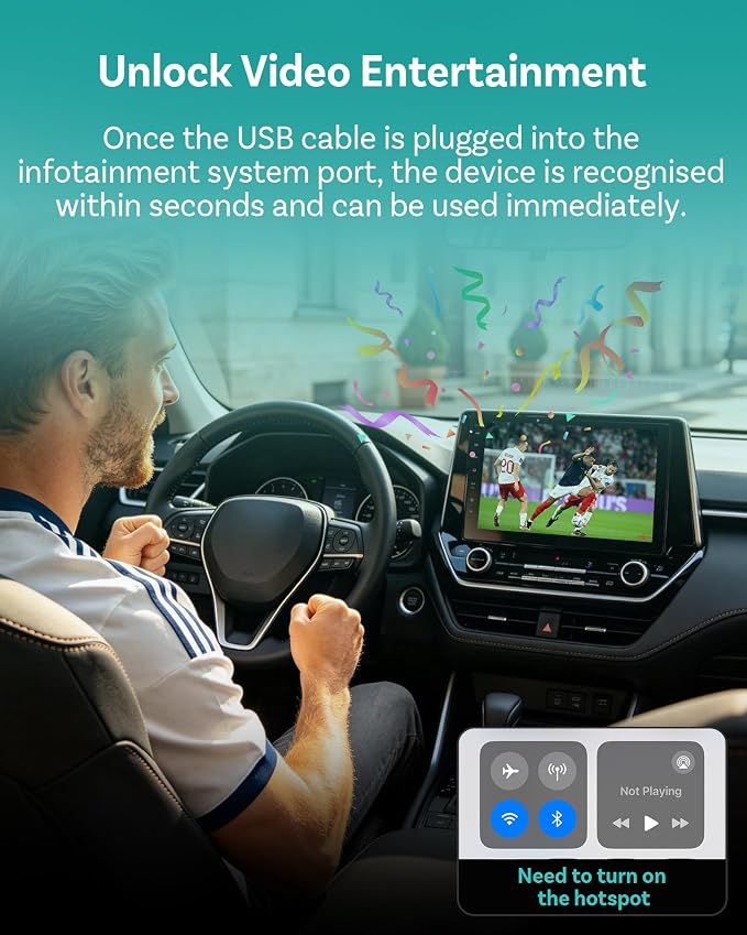 OTTOCAST Play2Video Ultra Wireless Apple CarPlay, AI Magic Box | Android Auto Adapter with WiFi 6, Bluetooth 5.4,Supports Factory Wired CarPlay