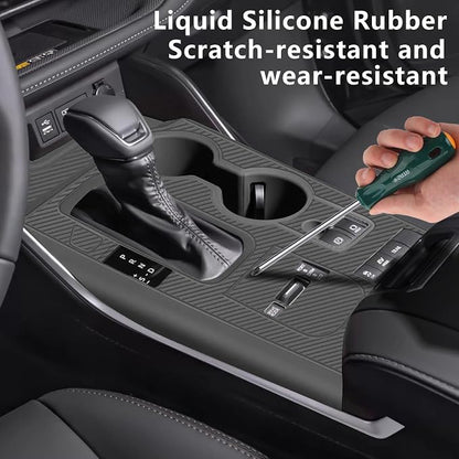 Temmis Center Console Silicone Organizer with Cup Holder for Toyota Highlander 2020-2022 (Hybrid Version), Full-Wrap Center Consel Electrostatic adsorption Cover for Highlander-Black