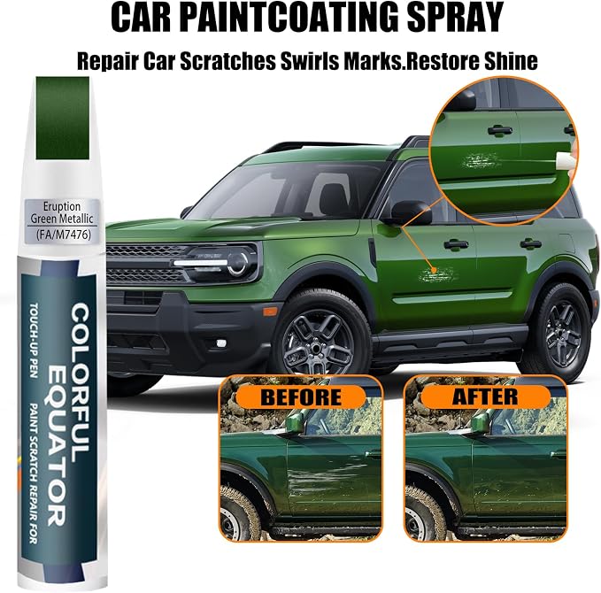 FA/M7476 Eruption Green Metallic Touch Up Paint for Ford, Car Paint Pen Scratch Repair Two-In-One Touch Up Paint, Premium Car Scratch Remover for Deep Scratches