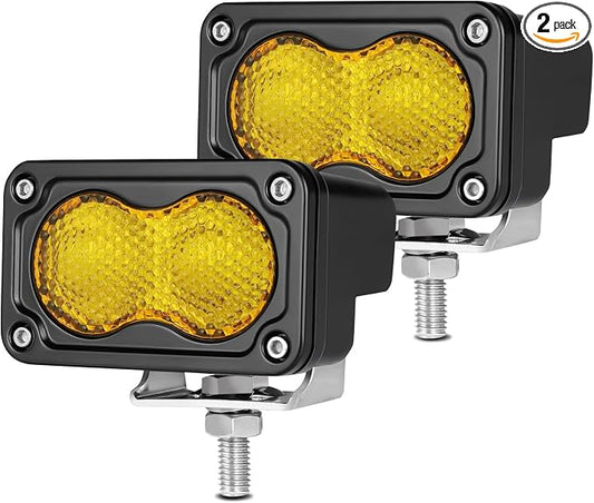 3 Inch LED Pod Light Yellow 2Pcs 40W Off Road Driving Rear Chase Light Bright LED Work Cube Light Waterproof Backup Yellow Fog Light Bar for Truck Pickup ATV UTV SUV Motorcycle Boat