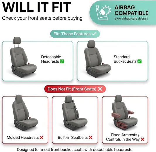 FH Group Automotive Car Seat Covers Front Set Premium 3D Air Mesh Front Seat Covers, Airbag Compatible Universal Fit Interior Accessories for Cars Trucks and SUVs - Blue