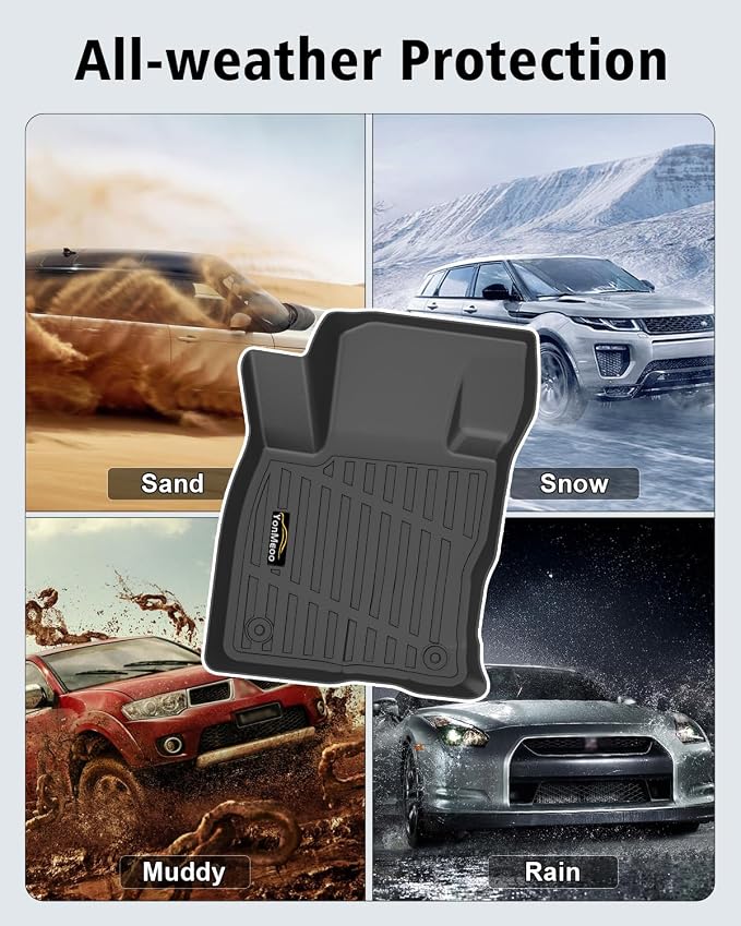 Floor Mats Custom for Ford Maverick 2022-2025 2026 Gas (Not for Hybrid) All Weather TPE Rubber Protection Front & Rear Row Anti-Slip Automotive Floor Liners for Maverick 2025 Accessories, Black