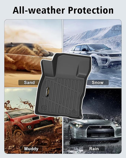 Floor Mats Custom for Ford Maverick 2022-2025 2026 Gas (Not for Hybrid) All Weather TPE Rubber Protection Front & Rear Row Anti-Slip Automotive Floor Liners for Maverick 2025 Accessories, Black