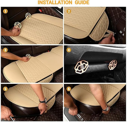 West Llama Full Set Car Seat Covers for Front and Rear Bottom Seats Only, Luxury PU Leather Car Seat Pads Protectors Waterproof and Wear-Resistant,Gray