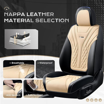 Coverado Car Seat Covers, Car Seat Covers Front Seats, 2-Pack Front Seat Cover, Nappa Leather Waterproof Seat Covers, Car Seat Protectors, Automotive Seat Covers Universal Fit for Most Vehicles
