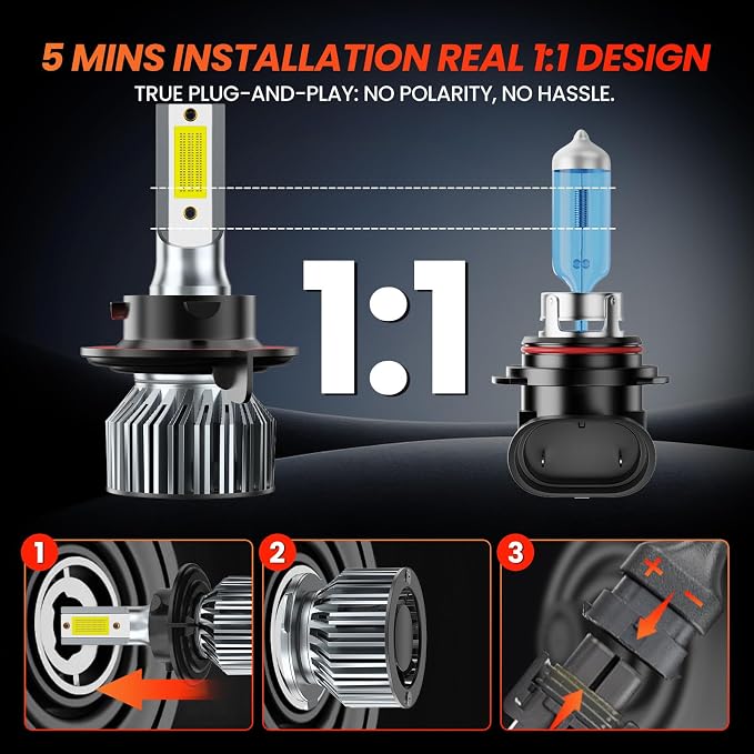 Compatible For Jeep Wrangler 2010-2022 Driving Light Bulb,600% Brightness High Low Beam Fog Light Bulbs Combo,Plug and Play,6500K White Bulbs,IP68 4pcs