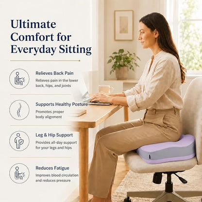 Seat Cushions for Office Chairs Wheelchair Cushion for Long Sitting Back Pain，Memory Foam Seat Car Computer Desk Chair Cushion，Coccyx Cushion for Tailbone Pain Relief Office Chair Butt Pillow Purple