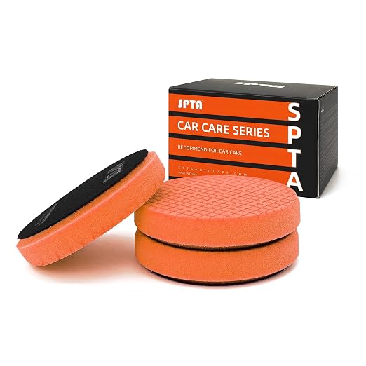 T40 Orange Medium-Cut Foam Polishing Pads, SPTA 3Pcs 6.5 Inch Face for 6 Inch 150mm Backing Plate Compound Buffing Sponge Pads for Car Buffer Polisher Compounding, Polishing and Waxing -X00224Y6O3
