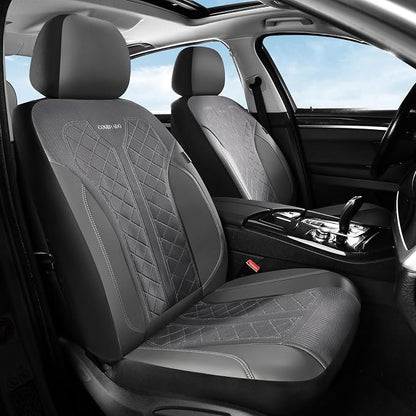 Coverado Car Seat Covers 2-Pack, Luxury Front Seat Covers, Automotive Car Seat Protectors, Gray Driver Seat Covers Universal Fit for SUVs, Trucks, Sedans
