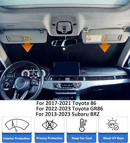 Windshield Sun Shade for 2017-2021 Toyota 86/2022-2023 Toyota GR86/2013-2023 Subaru BRZ Front Window Sun Visor & Heat Shield | 240T Sunshade Protection Blocks UV Rays Car Accessories
