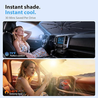 2026 Upgraded Windshield Sun Shade Umbrella for Hyundai Tucson [Precision Custom Fit, Superior UV & Heat Block] Cooling Tech Fabric, Durable Foldable with Storage Bag, Fits 2005-2026