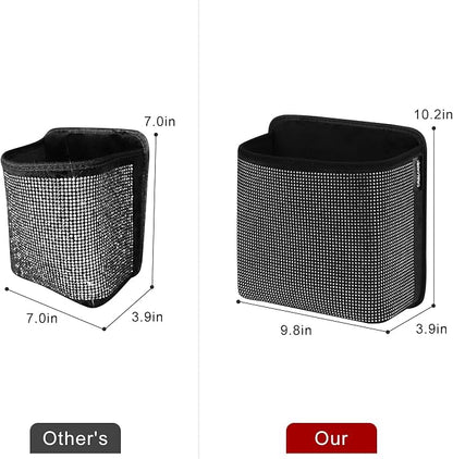 Cavalcade Car Back Seat Organizer, Bling Hanging Pocket, Large Seat Back Travel Caddy Bag, Diamond Trash Bin Garbage Container (White)