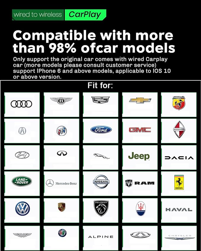 MMB Wireless Carplay Adapter for Apple 2026 Upgrade Mini Apple carplay Fast & Stable, No Delay,Plug and Play Convert Wired to Wireless CarPlay Adapter for iPhone 6+ and 2016+ Cars USB/Type C