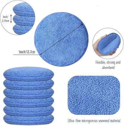 Tanlade 100 Pcs Car Detailing Microfiber Applicator Pad Wax Applicator Wash Microfiber Pads, 5 Inch Diameter (Blue)
