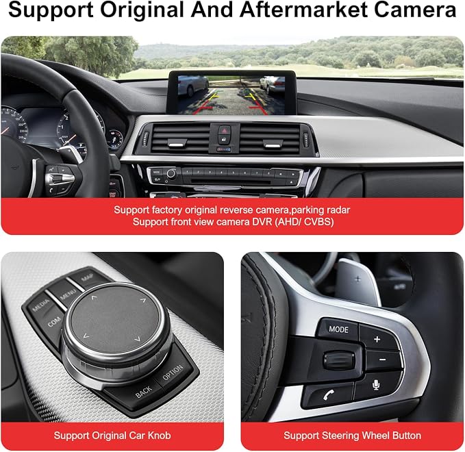 Wireless Carplay Android Auto for BMW NBT Evo ID5/ID6 System, for BMW 1/2/3/4/5/6/7/X1/X3/X4/X5/X6 2016-2020 Compatible with Carplay, Mirrorlink, Reverse Camera, Navigation