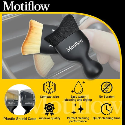 2 PCS Car Interior Detailing Brush, Car Detailing Supplies Soft Bristle Detailing Brush, Car Interior Cleaning Tool, Auto Detailing Brush Car Dashboard Cleaning Duster Brush (Black&Yellow)