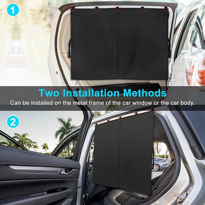 Car Window Shades, 2 PCS Magnetic Double Layer Auto Sun Shade for Side Windows Privacy Full Covers/Half Shade Options Back Car Window Curtains for Baby Protection