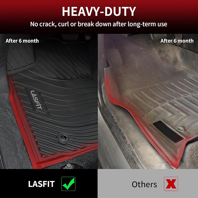 LASFIT Front Mats Fit for Tacoma 2016-2023 (Only Fit Auto Tran & 1st Row), Custom Fit All Weather Protection Durable TPE Floor Liners for 2024 2025 2026 Tacoma Accessories Front 1st Row Row Car Mats