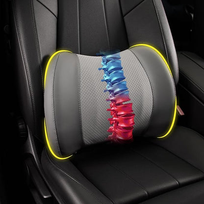 Lofty Aim Lumbar Support Pillow for Car, Memory Foam Lumbar Pillow for Lower Back Pain Relief - Back Cushion for Driving, Chair Support for Car-Office Chair, Wheelchair - Dark Grey