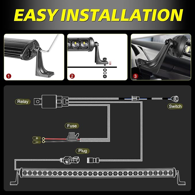 40 Inch Curved Light Bar Kit, AKD Part 210W OSRAM LED Black Series Single Row Light Bar w/Wiring Harness Spot Flood Combo Offroad Driving Slim Curve LED Lights for Trucks SUV UTV Can-am Bronco