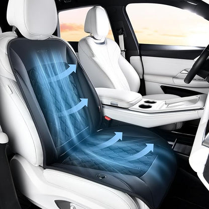 Coverado Upgraded Cooling Car Seat Cushion 8 Turbo Fans 12V-24V Ventilated Cooling Seat Cover 3 Adjustable Wind Speeds Long Lasting Coolness Summer Driving Universal Fit for Car SUV Truck Black