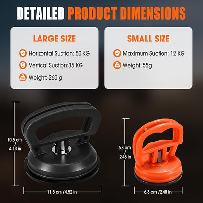 3 Pack Suction Cup Dent Puller,Car Dent Removal,Dent Repair Kit | Paintless Car Dent Puller,With Strong Pulling Power for Car Body & Hail Damage, Object Moving and Glass Lifting(Black+Orange)