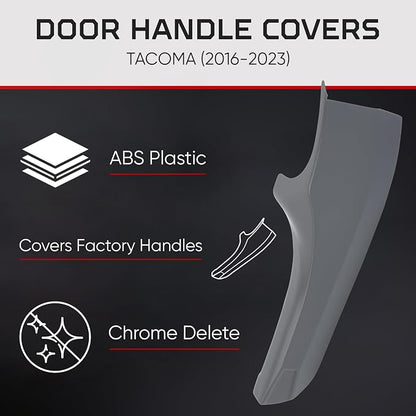 AJT DESIGN Car Door Handle Cover Compatible with Toyota Tacoma (2016-2023) | ABS Plastic Interior Trim, Chrome Delete Tacoma Door Handle Cover | Made in USA, Pack of 4 (Front & Back) - Cement