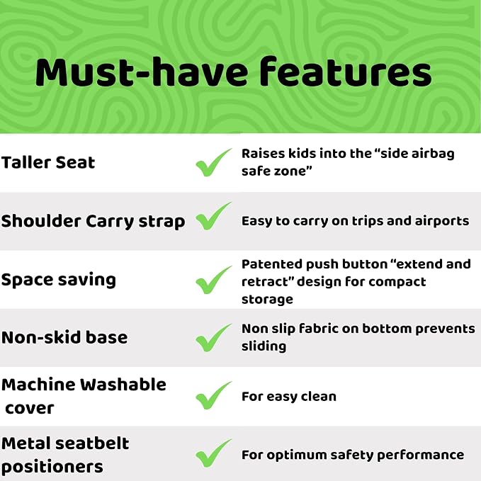 BubbleBum Teleport Backless Booster Car Seat, Kids Booster Seat for Car 40-100 lbs, Shrinks Down for Travel, Portable Carseat for Everyday Use and Foldable, 4 Year Old + Child/Toddler - Black