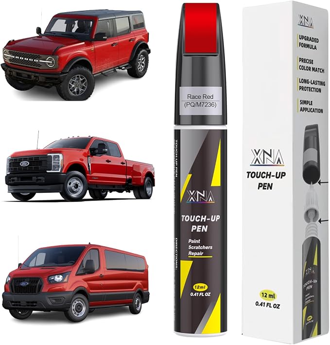 XNA Race Red(PQ/M7236) for Ford Touch Up Paint, Car Scratch Remover for Nicks and Chips Repair, 2-In-1 Quick & Easy Fix Car Scratch Repair Kit with Exact Color-Matched